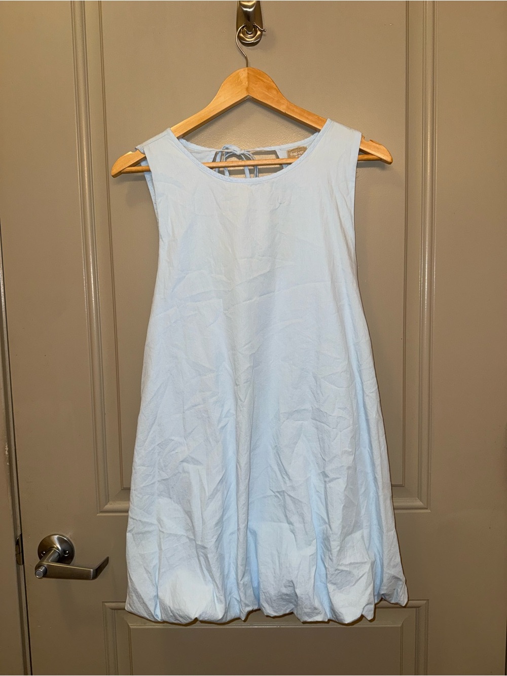 Free People Light Blue Sleeveless Bubble-Hem Mini Dress